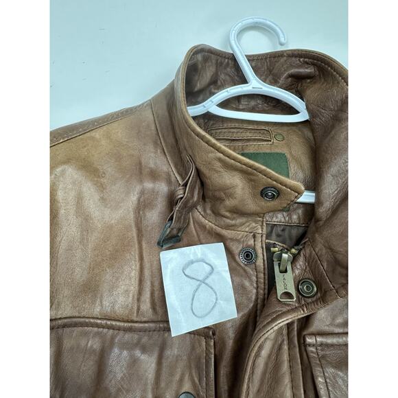 Eddie Bauer Mens Bomber Jacket Size Large Brown Genuine Lamb Leather Zip Up VTG - Picture 15 of 15